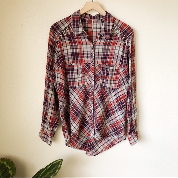 Free People Tops - Free People | Stitch Detail Plaid Shirt